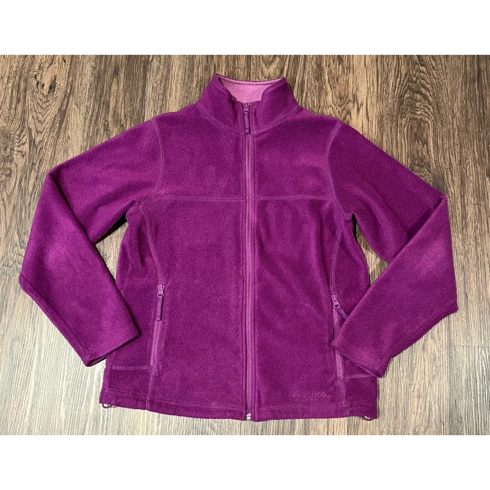Cabelas Womens Fleece Jacket Purple Full Zip Mock Neck Outdoor Size Medium